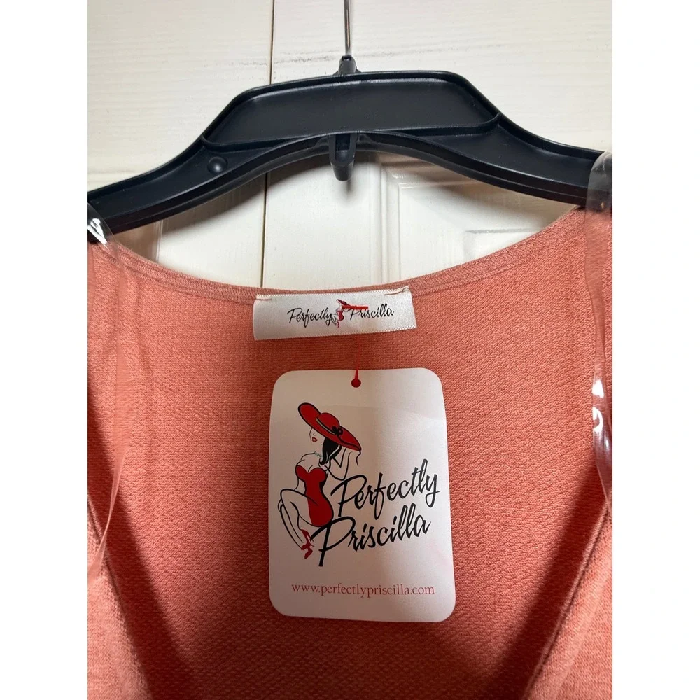 Perfectly Priscilla‎ Close Your Eyes Dress Salmon Pink Smocked Waist 3XL NEW